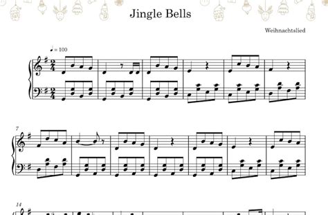 Jingle Bells Piano Sheet Music Beginner Intermediate Etsy