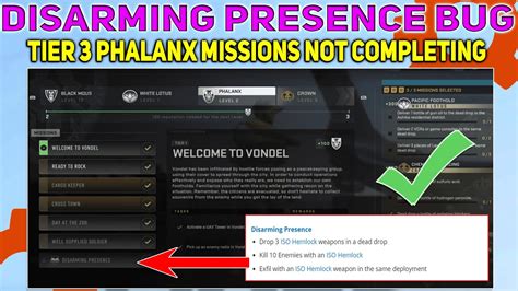 Disarming Presence Bug Tier Phalanx Missions Not Completing In Cod