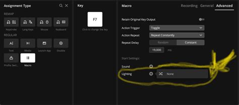 KeyAssignment>Macro>Advanced>Start_Settings>Lighting???? Only shows ...