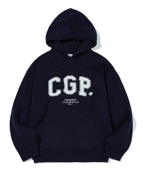 MUSINSA Codegraphy CGP Arch Logo Hooded Knit Navy