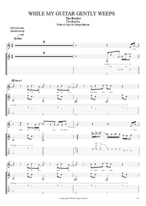 While My Guitar Gently Weeps Tab By The Beatles Guitar Pro Lead