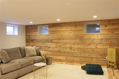 Hanford Basement accent wall - Farmhouse - Basement - New York - by User | Houzz