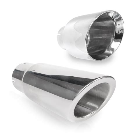 Slash Cut Double Wall Style Polished Exhaust Tip 304 Stainless Steel