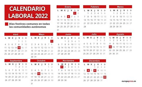 Desvelado El Calendario Laboral De 2022 Todos Los Festivos Y Puentes