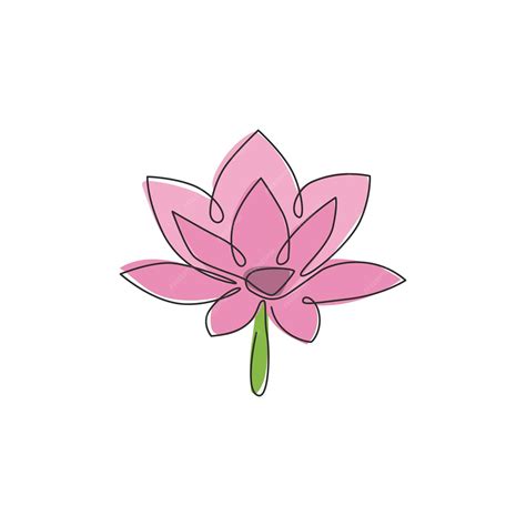 Premium Vector One Continuous Line Drawing Of Beauty Fresh Lotus