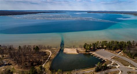 South Higgins Lake State Park Spring Aerial View Stock Photo - Download ...