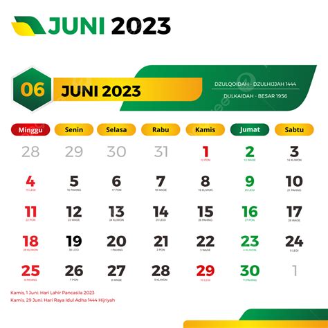 Kalender 2023 Juni Lengkap Dengan Tanggal Merah Cuti Bersama Jawa Dan Hijriyah Kalender Juni