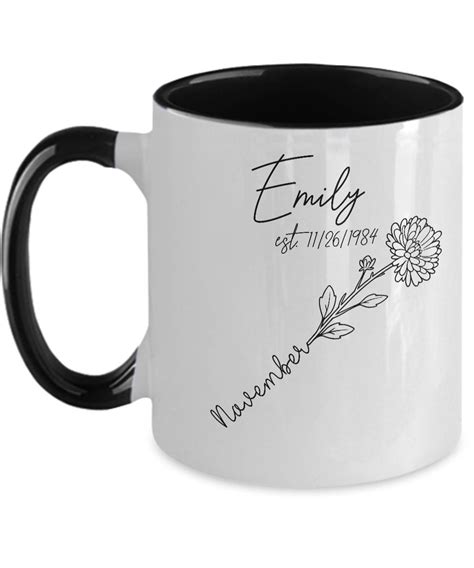 Custom Birth Flower Mug November Personalized With Name And Date Of