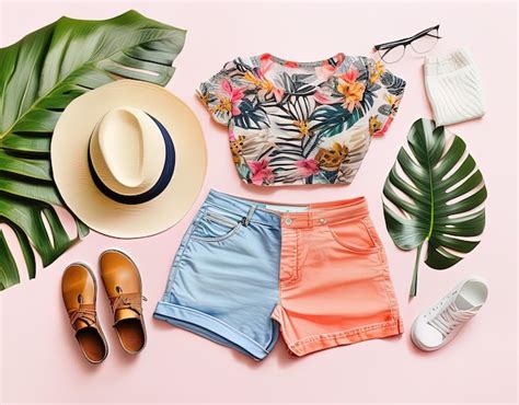 Premium Photo Stylish Flat Lay Of Summer Clothing Accessories