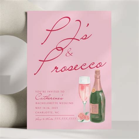 Pjs And Prosecco Bachelorette Invitation Template Champagne Wine Girls