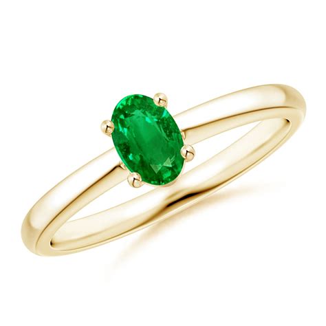 Classic Solitaire Oval Emerald Promise Ring Angara