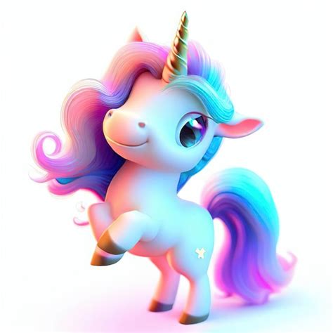 Un Unicornio Con Melena Azul Y Cola Morada Est De Pie Sobre Un Fondo