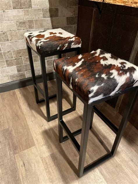 Bar Stool Cowhide Topped Custom Made Bespoke Counter Top Etsy