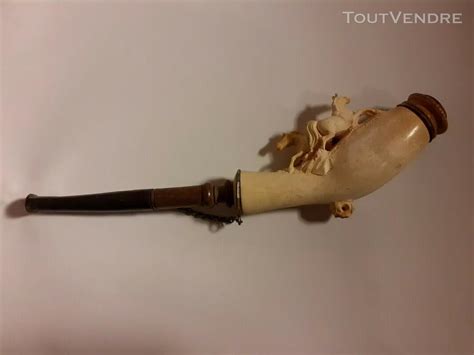 Belle Pipe Ancienne En Ecume De Mer Sculptee Chevaux Fin X Dijon