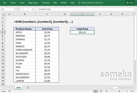 Come Utilizzare La Funzione Somma Di Excel