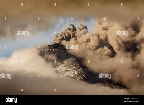 Plume Of Ash Over The Erupting Cotopaxi Volcano Cotopaxi National Park