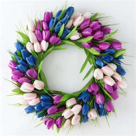 Artificial Tulip Wreath 16 Inch Hanging Tulip Floral Twig Garland