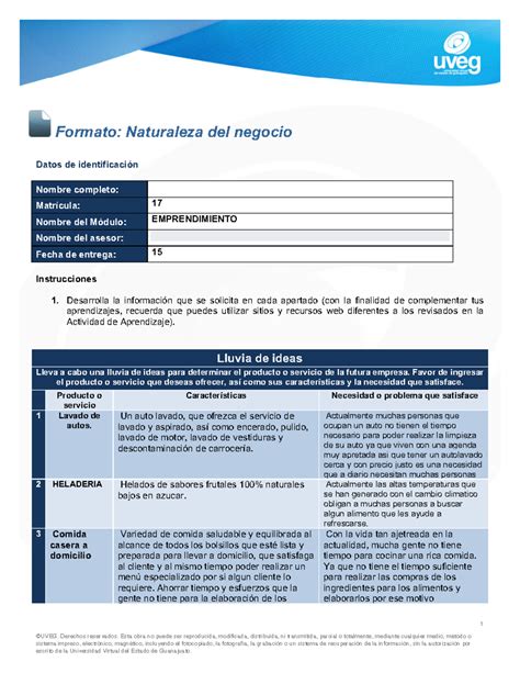 Ea Naturaleza De Negocio Uveg Derechos Reservados Esta Obra No