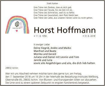 Traueranzeigen Von Horst Hoffmann Trauer Kreiszeitung De