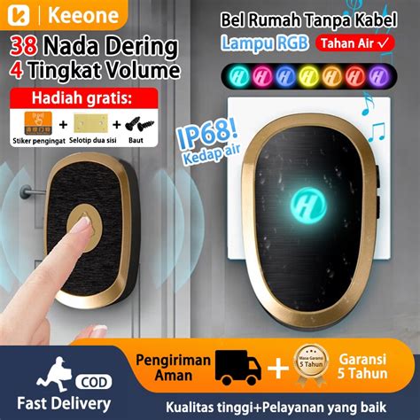 Jual Keeone Bel Rumah Tanpa Kabel Bel Pintu Rumah Wireless Waterproof