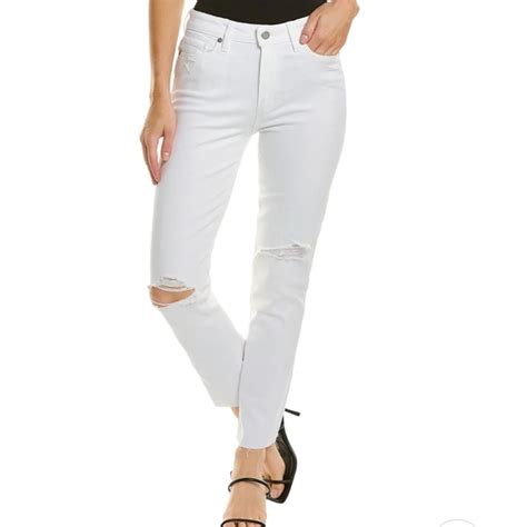 PAIGE Jeans Paige White Jeans Hoxton Crop Raw Hem Destructed Poshmark