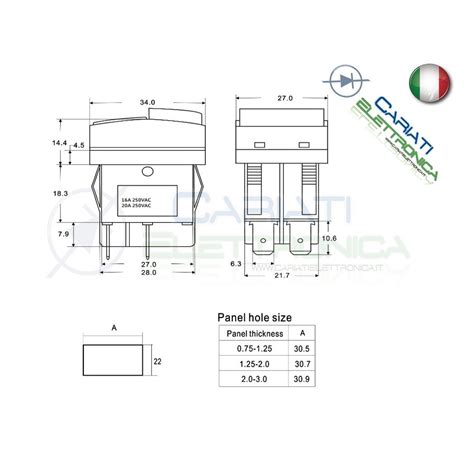 Interruttore A Bilanciere Bipolare 250V 16A Rocker DPST ON OFF 0 1