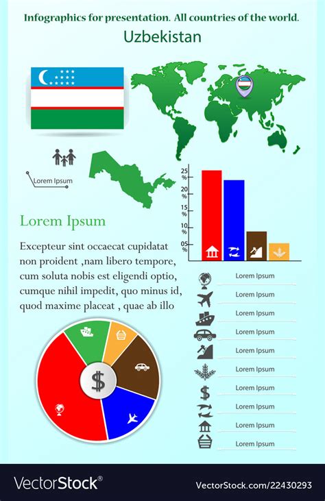 Uzbekistan Infographics For Presentation All Vector Image