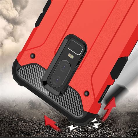 Military Defender Shockproof Case For OnePlus 6 Red