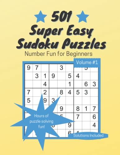 501 Super Easy Sudoku Puzzles Number Fun For Beginners By Linda Toms