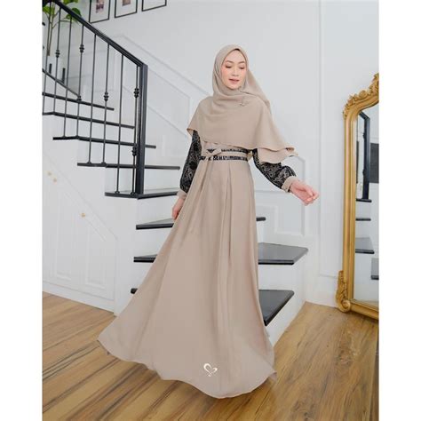 Jual Gamis Crinkle Premium Mix Brukat Malika Gamis Hitam Polos Wanita