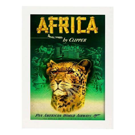 Affiche Vintage De L Afrique Clipper Avec Des Images Publicitaires