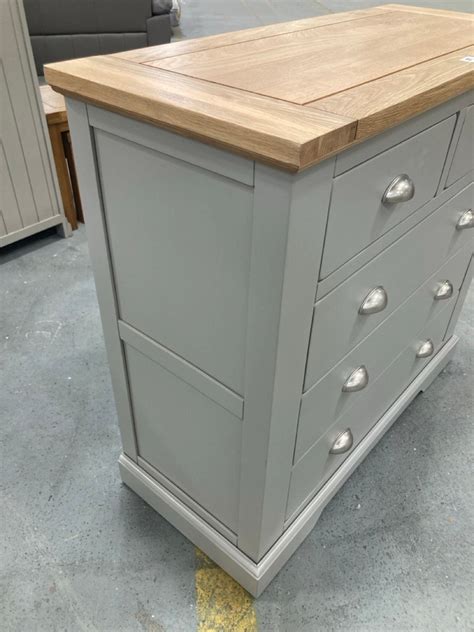 John Pye Auctions ST IVES NATURAL SOLID OAK GREY PAINT 5 DRAWER