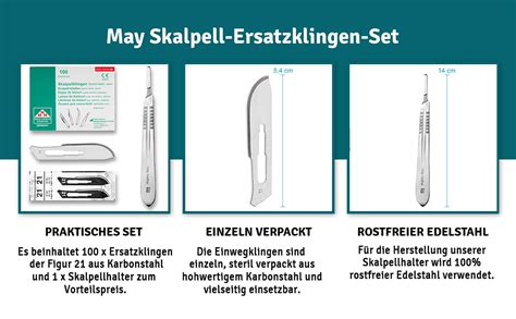 Set 100 Stück Skalpellklingen Figur 21 aus Karbonstahl