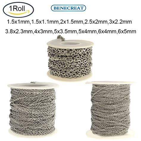 Benecreat Roll Stainless Steel Cable Chains Soldered With Spool