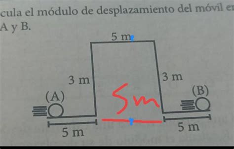 5 Calcula el módulo de desplazamiento del móvil en tre A y B A 3 m