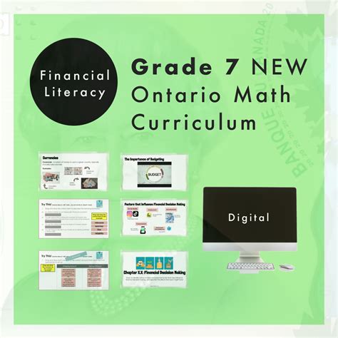 Grade New Ontario Math Financial Literacy Digital Slides