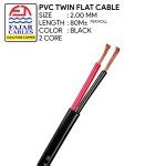 KM Lighting Product Fajar PVC Twin Flat Cable 2 00mm 2Core Black 80M