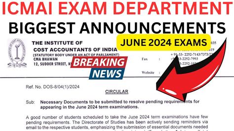 Breaking News Icmai Exam Department Biggest Announcement Cma Exam