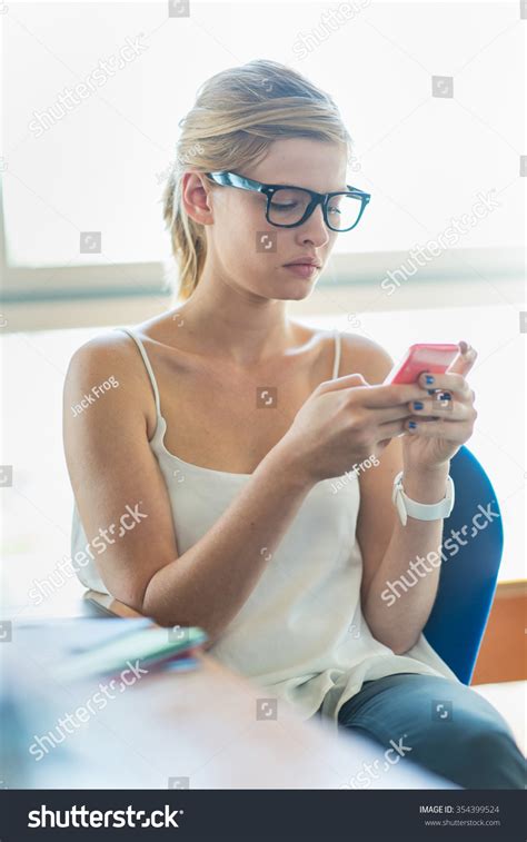 Blonde Business Trainee Looking Screen Her Stock Photo Shutterstock