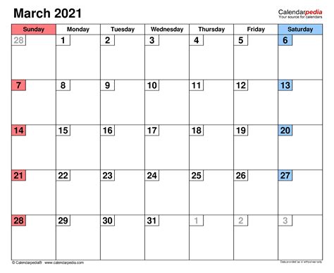March 2021 Editable Printable Calendar