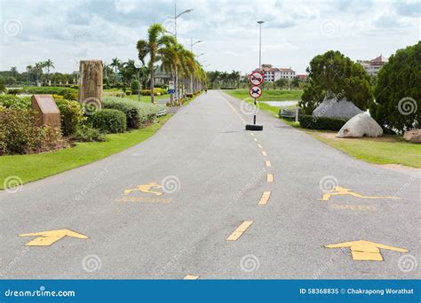 Jogging And Running Sign In Public Park Area Stock Image Image Of