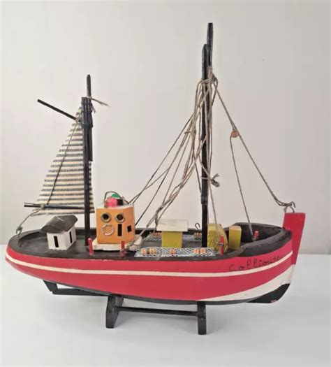 Maquette Bateau De P Che Voile En Tissu Charme Maritime Restaurer