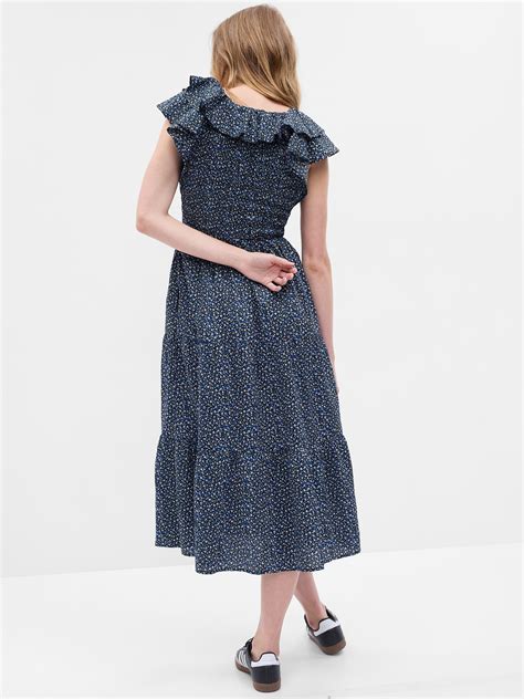 Flutter Sleeve Smocked Midi Dress Gap