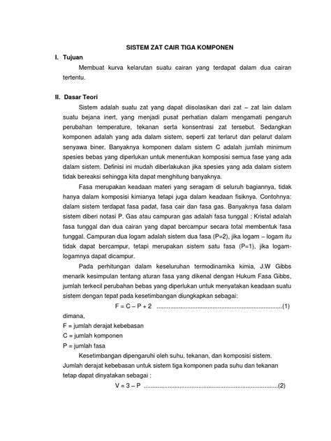 Sistem Zat Cair Tiga Komponen Pdf