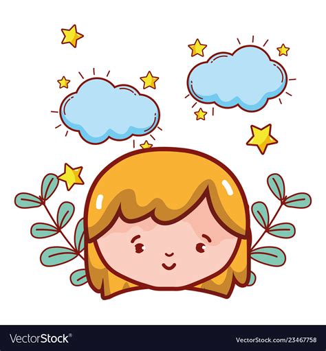 Cute Girl Cartoon Royalty Free Vector Image Vectorstock