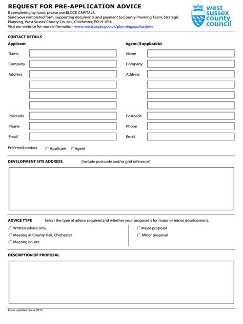 Fillable Online Request For Pre Application Advice Form For Requesting