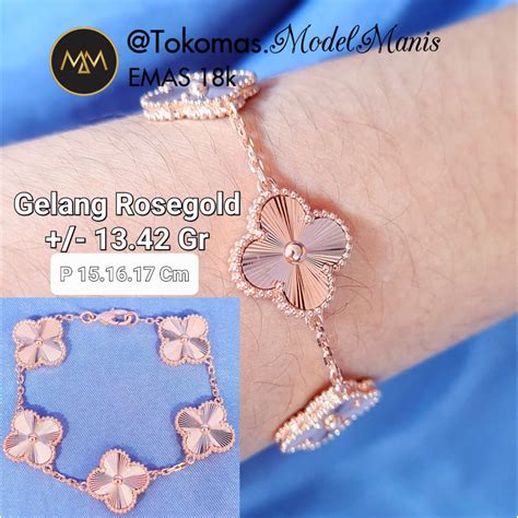 Jual Gelang Alhambra Emas Italy Rosegold 750 Kadar 18k Shopee Indonesia