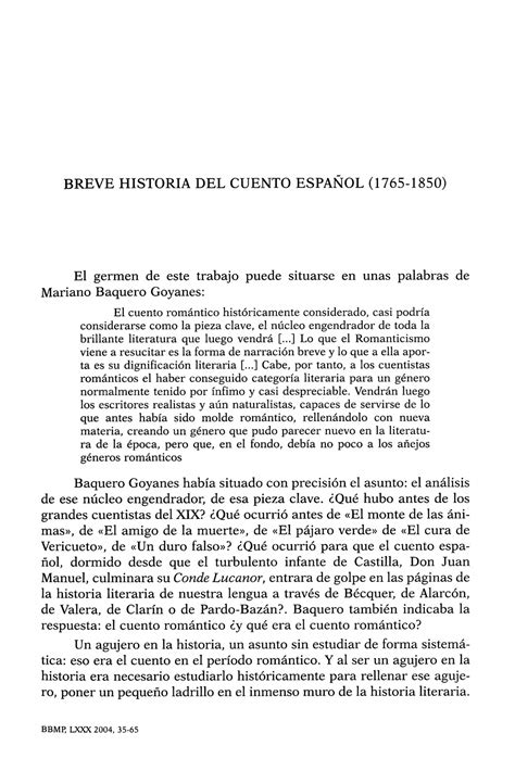 Breve Historia Del Cuento Espanol Breve Historia