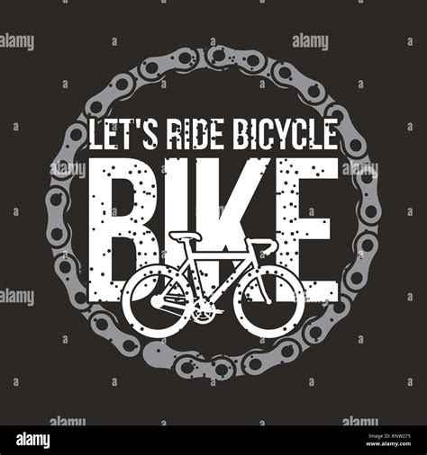 Lets Ride Bike Round Chain Retro Style Dark Background Stock Vector