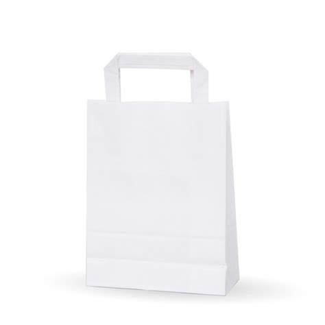 Bolsa De Papel Blanca Con Asa Plana Caja 600uds Medida 18 8x24cm